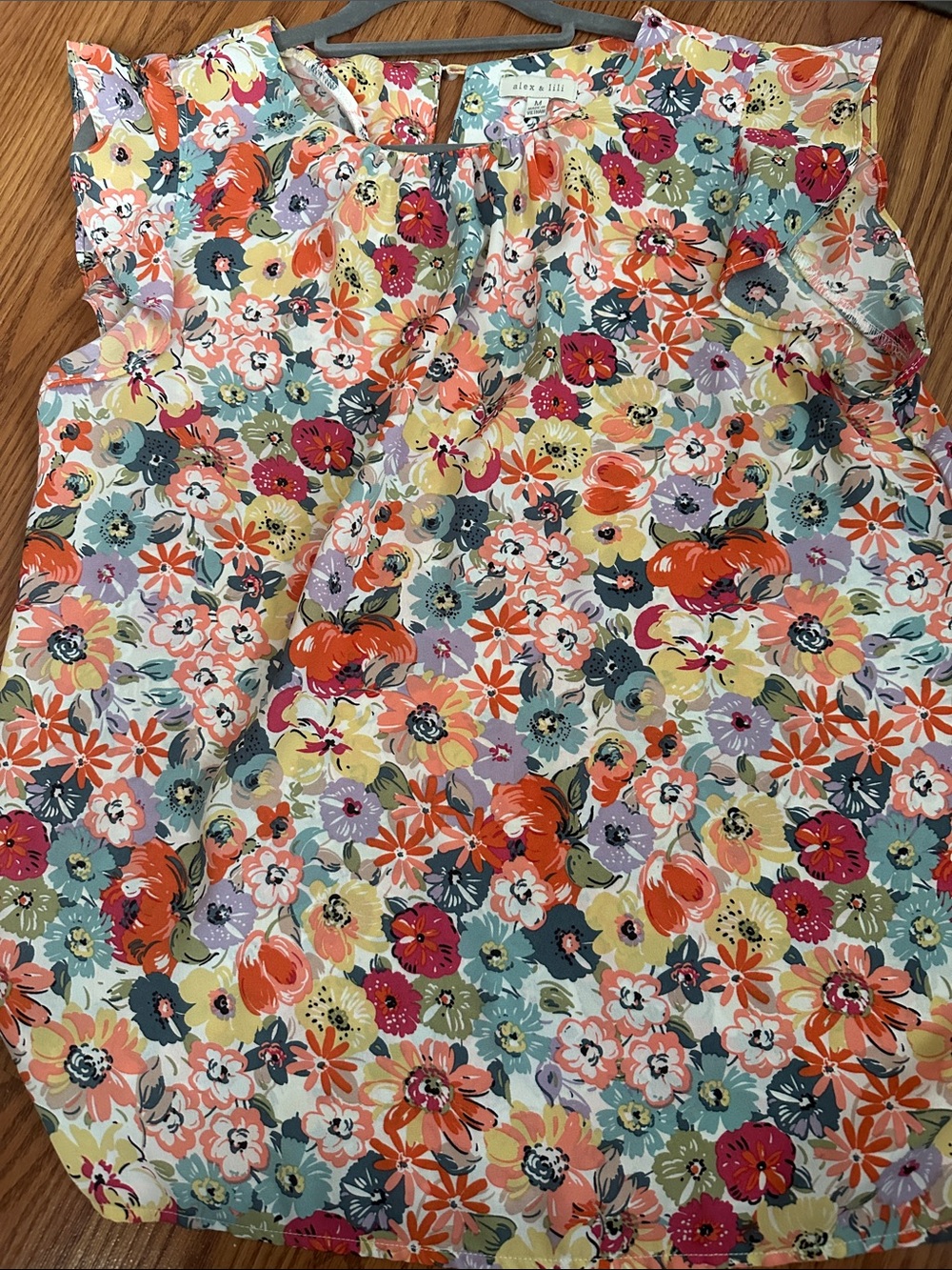 Floral Ruffle Sleeve Blouse in Multicolor